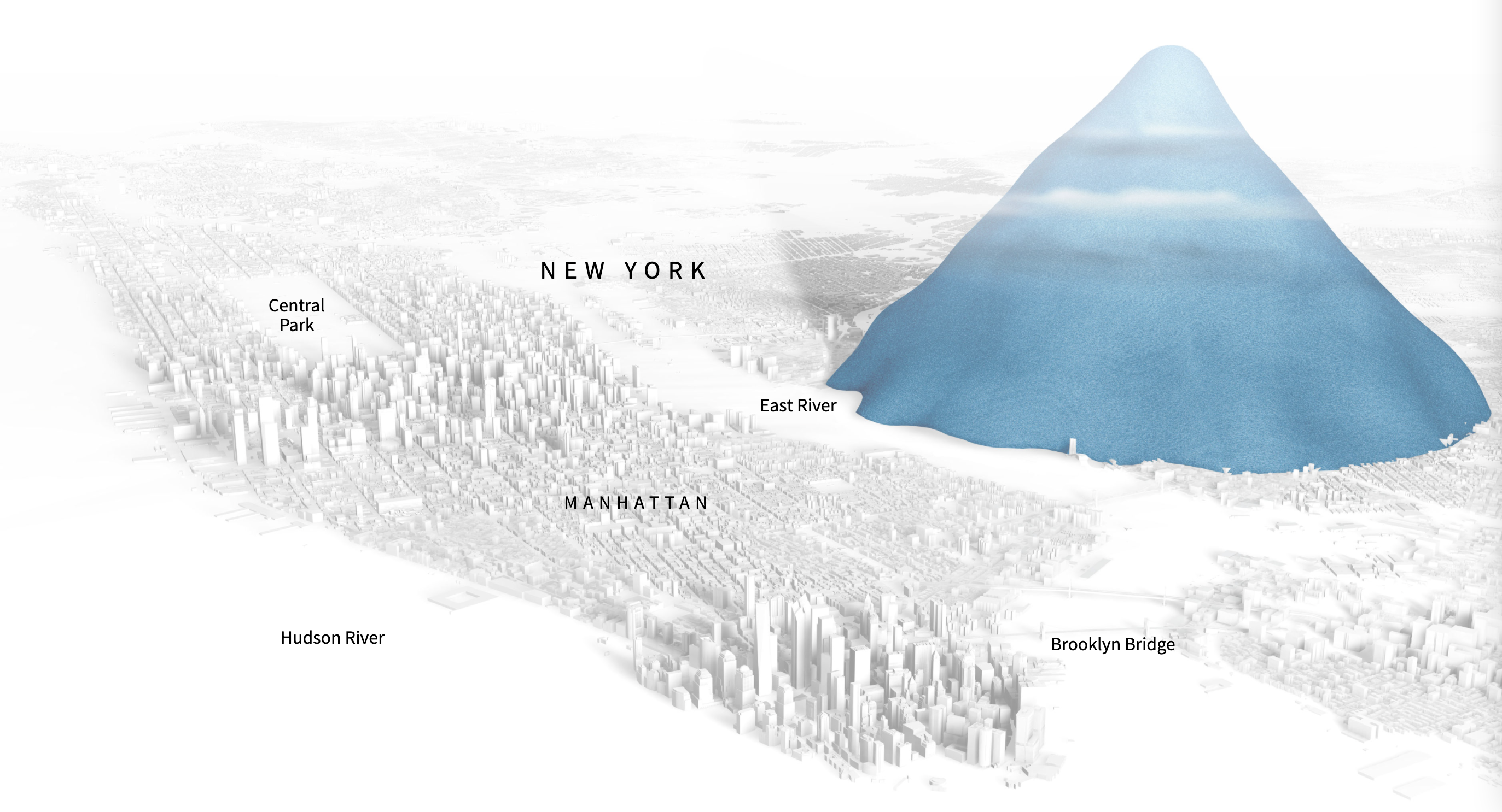 A mountain of plastic compared to the size of Manhattan