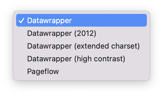 A list of available chart styles in Datawrapper
