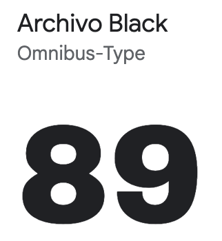 The number 89 in the Archivo Black font