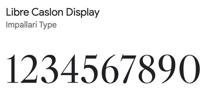 The number 1234567890 in the Libre Caslon Display