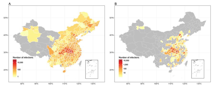 Estimated affected areas of COVID19 in China