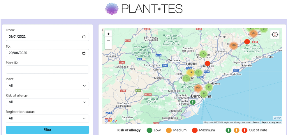 Snapshot of the Planttes portal